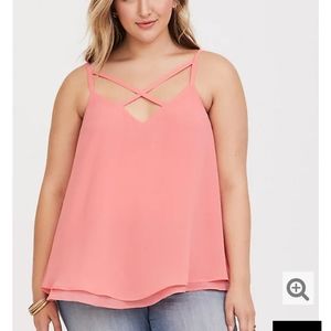 Torrid Pink Strappy Chiffon Cami size 1